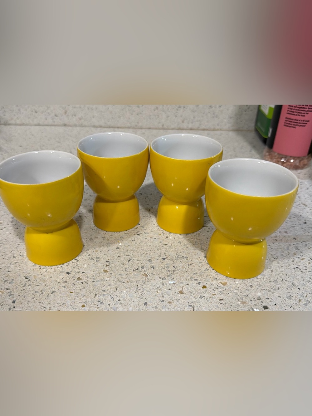 Bright Yellow Ceramic Egg Cup Set of 4